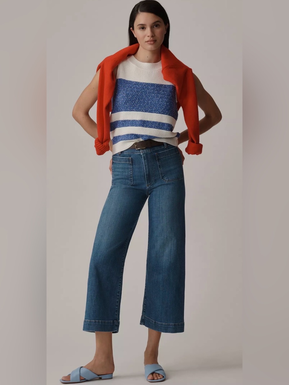 Maeve Size 32 Colette Wide-Leg Crop Jeans